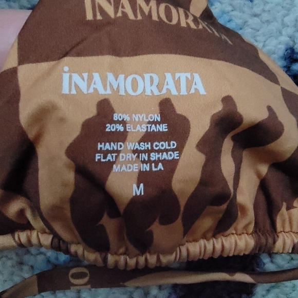 Inamorata Orpheus Bikini Top in Brown Check size M NWT - Picture 4 of 5